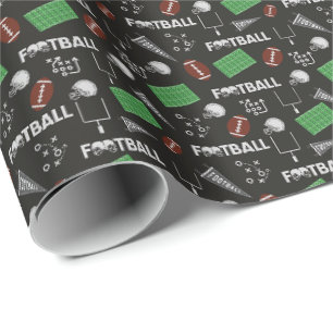 Football Fun op zwart Cadeaupapier