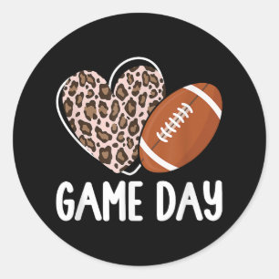 Football Game Day Vrouwen Luipaard Cheetah Game Da Ronde Sticker