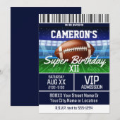 Football Game Ticket Donkerblauw Feest Kaart (Voorkant / Achterkant)