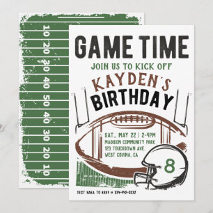 Football game Time Birthday Uitnodiging
