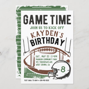 Football game Time Birthday Uitnodiging