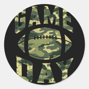 Football Gameday Game Day Camo Flag Patriottisch V Ronde Sticker