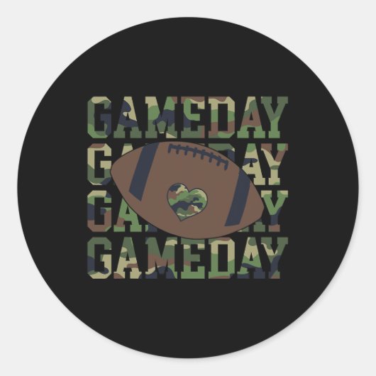 Football Gameday Game Day Camo Flag Patriottisch V Ronde Sticker (Voorkant)