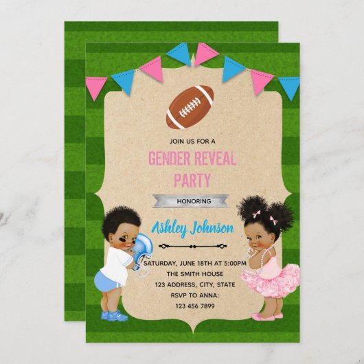 football genderonthullende uitnodiging (Voorkant / Achterkant)