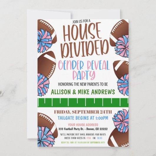 Football Geslacht onthullen Uitnodiging (Voorkant)