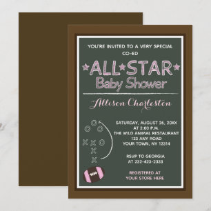 Football Girl Sports Baby shower Invites Kaart