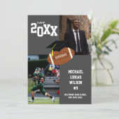 Football Graduation Sports Grey Faire-part (Debout devant)