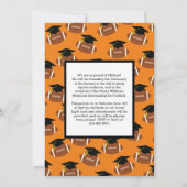 Football Graduation Sports Orange Faire-part (Dos)