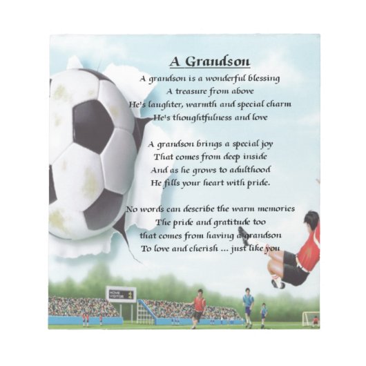 Football Grandson Poem Notitieblok (Voorkant)