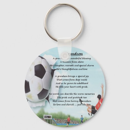 Football Grandson Poem Sleutelhanger (Voorkant)