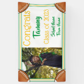 Football Green & Gold One Photo Afstuderen Spandoek (Verticaal)