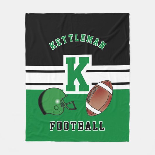 Football 🏈 Green Sport Letter Fleece Deken (Voorkant)