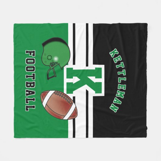 Football 🏈 Green Sport Letter Fleece Deken (Voorkant (Horizontaal))