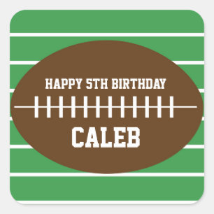 Football Green Striped Birthday Party Sticker
