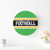 FOOTBALL Green White Black Orange Racing Stripes Grote Klok (Huis)