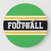 FOOTBALL Green White Black Orange Racing Stripes Grote Klok (Voorkant)
