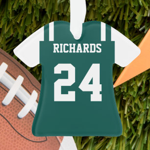 Football Green & White Jersey Ornament