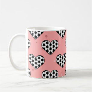 Football Heart Ball-textuur - Roze achtergrond Koffiemok