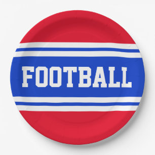 FOOTBALL Helder Rood Wit Blauw Racing Stripes Papieren Bordje