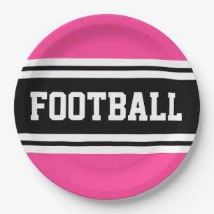 FOOTBALL Helder Roze Zwart Wit Racing Stripes Papieren Bordje