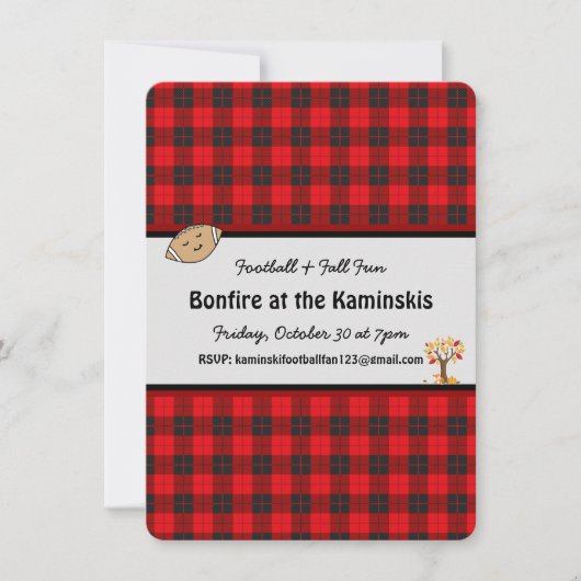 Football Herfst Fun Bonfire  Uitnodiging (Voorkant)