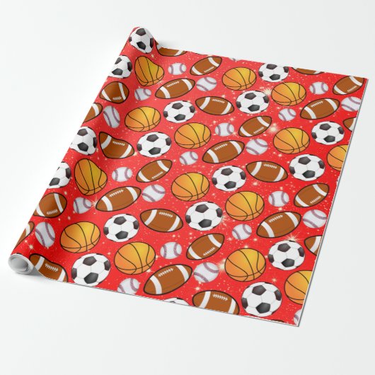 Football honkbal cadeaupapier (Uitgerold)