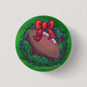 Football in kerstmis: groen ronde button 3,2 cm (Voorkant)
