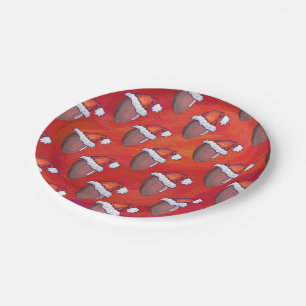 Football in Santa Hat op rood Papieren Bordje