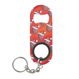 Football in Santa Hat op rood Sleutelhanger Flessenopener