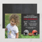 Football Invitation Anniversaire Fête Rouge (Devant / Derrière)