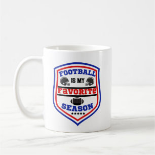 Football is mijn favoriete seizoen Logo Blauw Rood Koffiemok