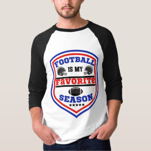 Football is mijn favoriete seizoen Logo Blauw Rood T-shirt