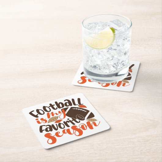 Football is mijn favoriete seizoen vierkante kartonnen onderzetter (Insitu)