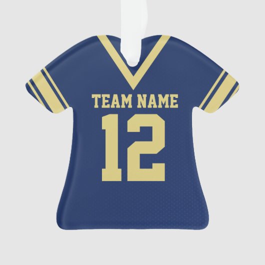 Football Jersey Blauw Goud Uniform Ornament (voorkant)