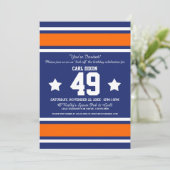 Football Jersey Blue|Orange Party Invitations (Debout devant)