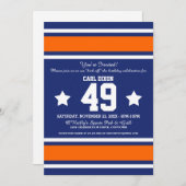 Football Jersey Blue|Orange Party Invitations (Devant / Derrière)