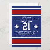 Football Jersey Blue|Red Party Invitations (Devant / Derrière)