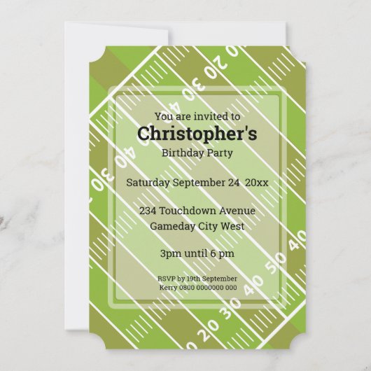 Football Jersey en pitch Verjaardagsfeest sinaasap Kaart (Achterkant)