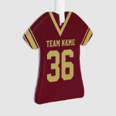 Football Jersey Maroon Uniform met nummer Ornament (voorkant)
