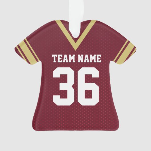 Football Jersey Maroon Uniform met nummer Ornament (voorkant)