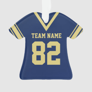 Football Jersey Navy Blue Gold Uniform met foto Ornament