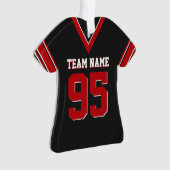 Football Jersey Rood en Zwart Uniform met Nummer Ornament (voorkant)