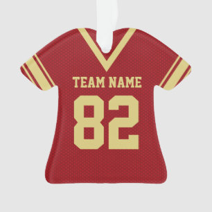 Football Jersey Rood Goud Uniform met Foto Ornament