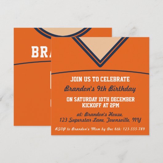 Football Jersey Thaise Uitnodiging Sjabloon (Voorkant / Achterkant)