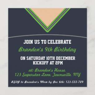 Football Jersey Thleot Party Invite Sjabloon, LAX Kaart