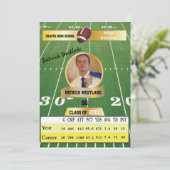 Football Kaart W / Stats Afstudeerder Uitnodiginge (Staand voorkant)