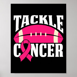 Football Kanker Borst Awareness Tackle Pink Ribbo Poster