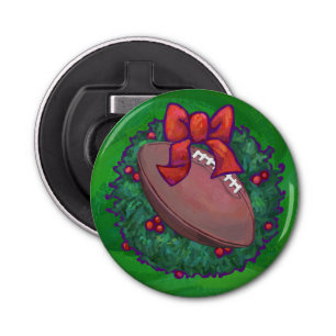 Football kerst button flesopener