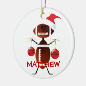 Football kerst Cartoon Keramisch Ornament (Links)