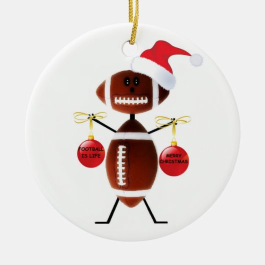 Football kerst keramisch ornament (Voorkant)